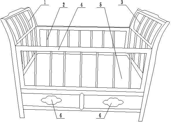 解决的技术问题是提供一种在婴儿长大后可以组装成座椅的婴儿床,采用