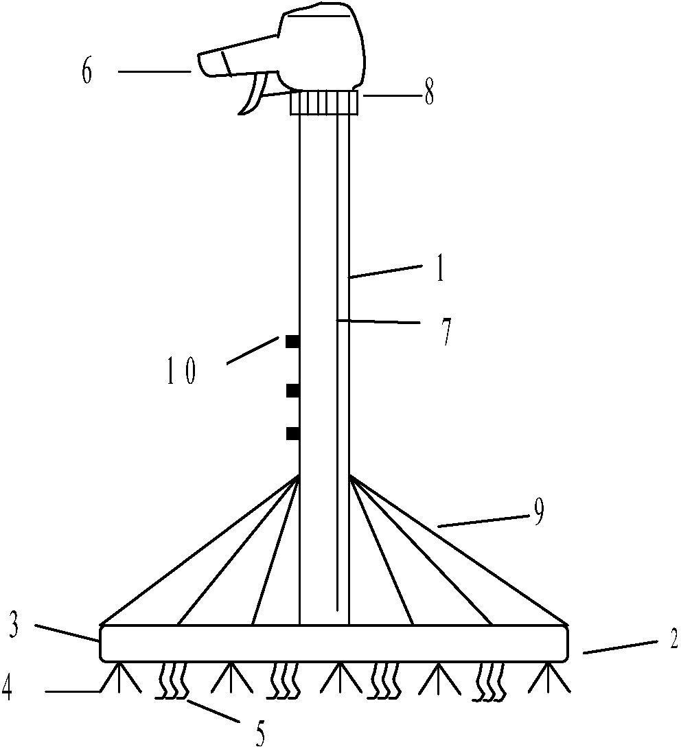 包括扫帚头及与其连接的扫帚把,扫帚把为一其末端开口的空心腔体结构
