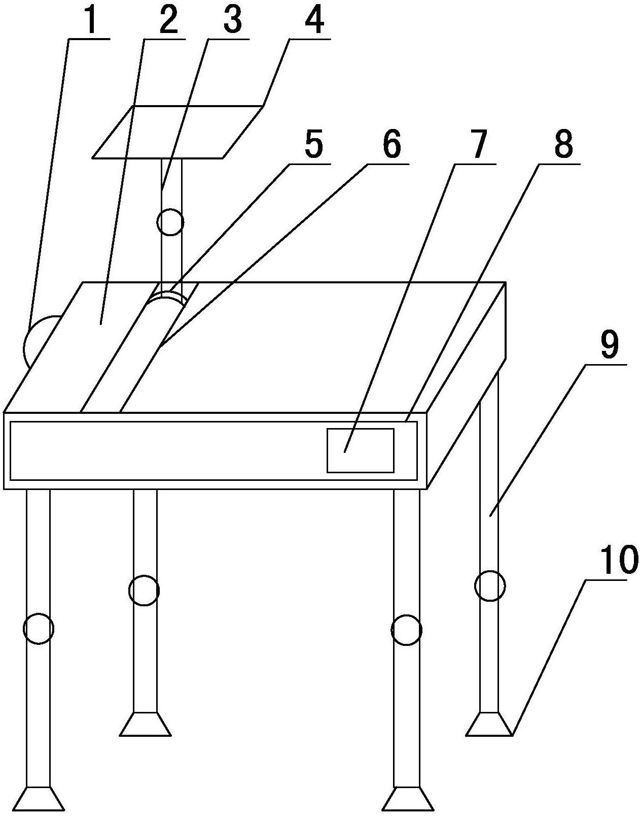 所述的抄表板凳,包括凳台和凳腿,凳台底部设有凳腿,凳腿为折叠式结构