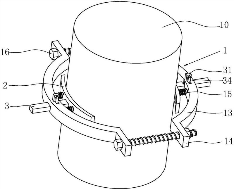 其包括开设有通孔的套箍,活动穿设套箍的基础桩,抵接于基础桩外侧壁的