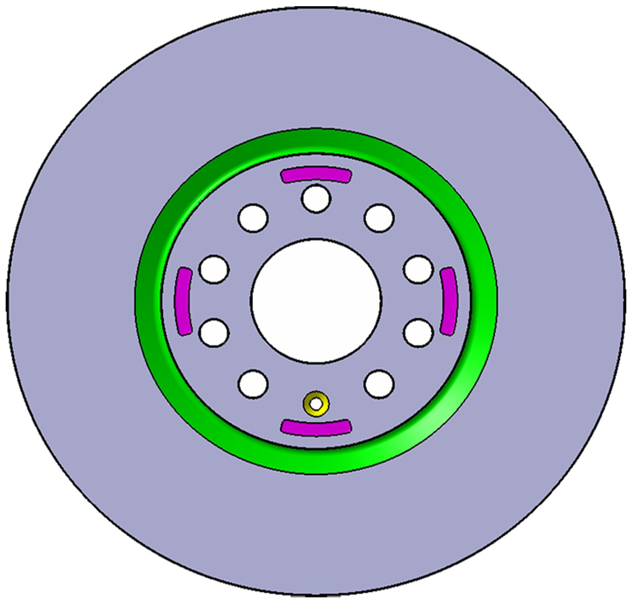 摘要附图摘要1.本外观设计产品的名称:渐开线型通风筋制动盘.2.