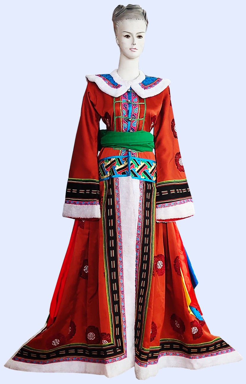 摘要附图摘要1.本外观设计产品的名称:蒙古袍套装(燕尾盛装).2.