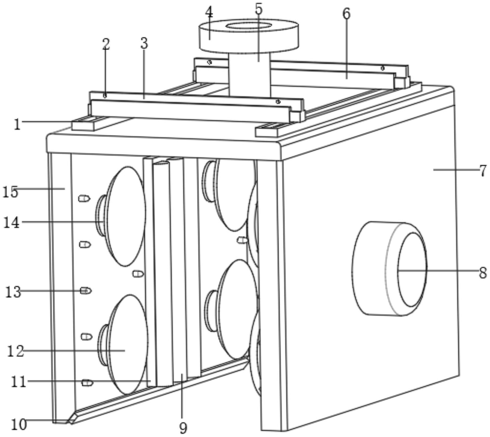护栏清理装置,包括顶板,所述顶板底部两侧分别固定安装有清洗板一和