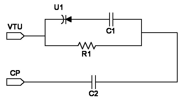 該並聯電路和電容c2串聯連接,該濾波器還包括變容二極管u1,變容二極管