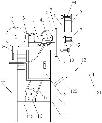 了一种消防水带扎扣机,包括机架,传动系统,夹持机构,线盘和绕线转臂