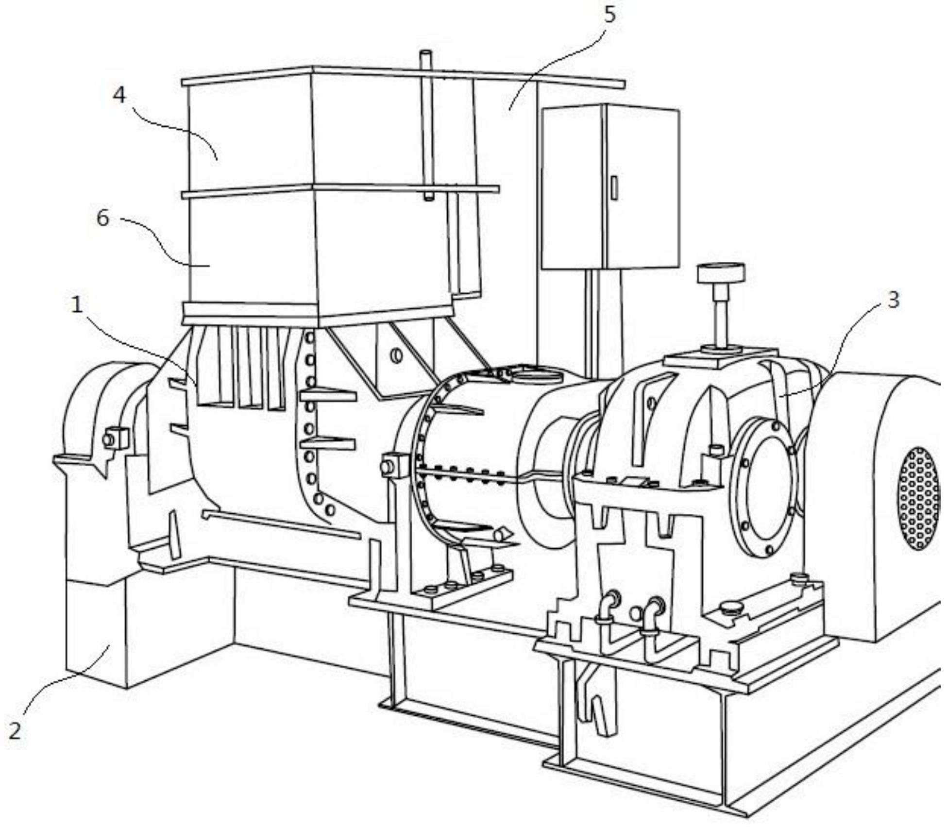 支架,电机,第二电机,基座,进料架,控制箱,密炼仓的顶部开口,内部设有