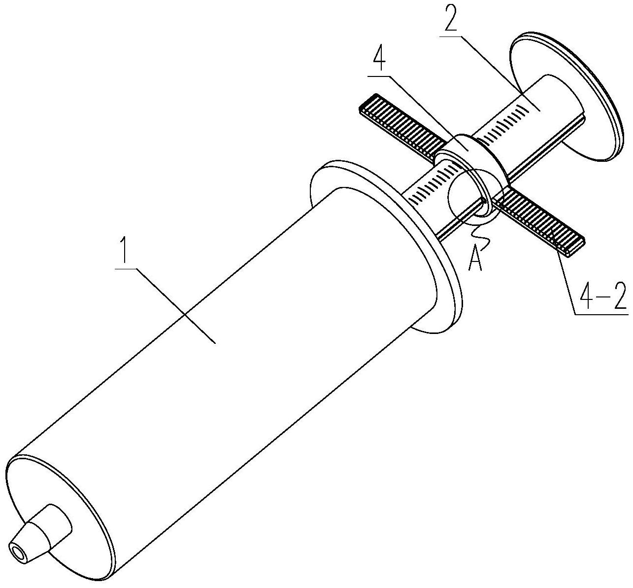 尤其是一种一次性使用精密定量注射器,包括针筒,芯杆及活塞,芯杆上套