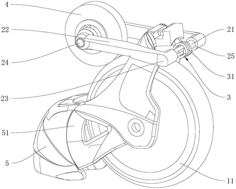 属于轮滑鞋技术领域,包括底座本体,安装架,挤压结构以及发光轮,底座